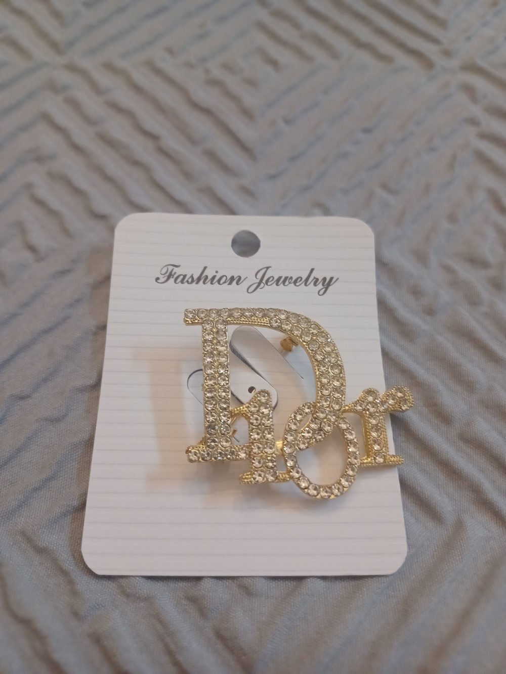 Fashion Jewelry Gold Crystal Style Letter Brooch - Gold
